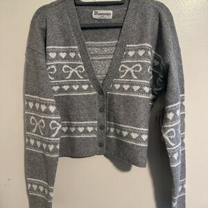 No Boundaries Gray and White Cardigan Sweater